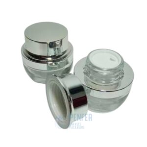 Pote Vidrio Cosmético 30 grs Tapa Plata