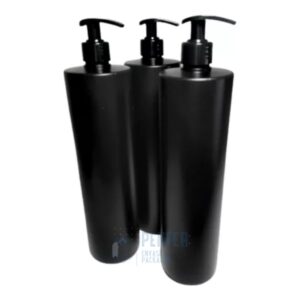 Botella 1 Litro Negra Plástico con Válvula Cremera