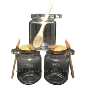 Pote para sales 225ml c/cuchara de madera y tapa corcho