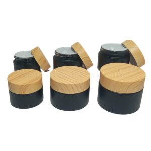 Pote Negro Mate con contratapa y tapa símil madera