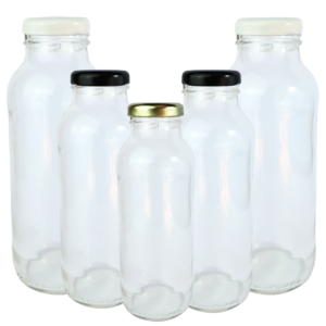 botella vidrio botella para jugo botella con tapa de metal dorada negra blanca botella boca ancha