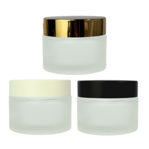 frascos de vidrio potes esmerilados incoloro blanco con contratapa tapa negra blanca dorada blanco negro dorado para cremas