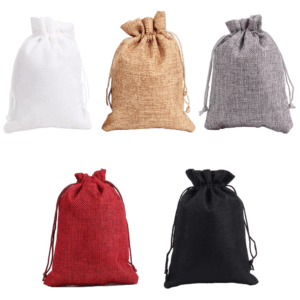 bolsa bolsita yute arpillera para regalo souvenir roja rojo negra negro plateada plateado gris cafe marron blanca blanco pqueña mediana grande cumpleaño cumpleaños