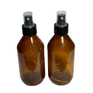 Frasco Ambar Vidrio 250 ml con Spray Negro