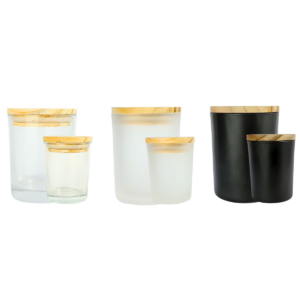 vaso para vela blanco esmerilado natural transparente negro esmerilado mate 100ml 200ml tapa de madera