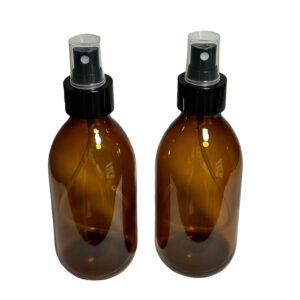 Frasco Ambar Vidrio 200 ml con Spray Negro