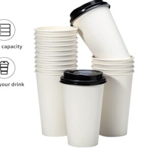 Vaso Café 12oz/350ml Descartable Polipapel Con tapa Negra