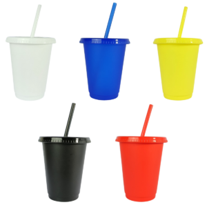 vasos con sorbito para fiestas 500ml medio litro rojo negro blanco azul amarillo