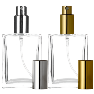 frasco perfume con spray dorado plateado cuadrado 30ml 50ml 100ml