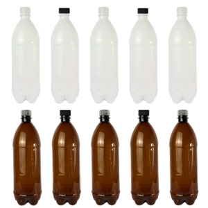 botella de plastico pet 1 l litro 1000ml ámbar blanco blanca tapa ciega negra negro
