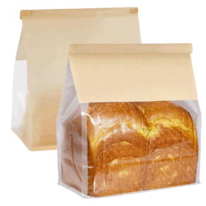 bolsas grandes de pan de papel, bolsas de pan resellables para masa madre, bolsa de almacenamiento de panadería con cierre de estaño frontal transparente con ventana de papel, bolsa para pan, bolsa con visor amplio, packaging para panadería, bolsa con base plana, bolsa con fuelle, resistente a grasa, resistente al agua, bolsa para bizcochos, bolsa para galletas, packaging para donuts, bolsa con tira plegable, presentación pan artesanal, bolsa panadería profesional