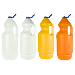envase para jane, botella para jane, envase para lavandina, botella para lavandina, botella PAD 2000ml, envase con manija, envase lavandina, frasco químico industrial, botella resistente, envase para productos químicos, tapa flip top azul, botella colores químicos, packaging limpieza, envase industrial 2 litros