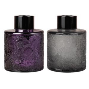 frasco difusor, frasco para varitas, frasco aromatizante, envase decorativo, frasco labrado, difusor 100ml, frasco violeta, frasco gris, tapa perforada, tapa dorada, tapa plateada, tapa negra, tapa rosa, packaging aromatizante, frasco con estilo, decoración aromática, frasco vacío para fragancia