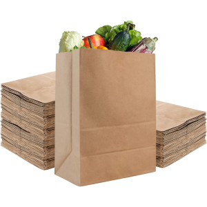 bolsa de papel cuadrada para delivery con base plana sin asas, bolsa de papel para gastronomía sin asas, bolsa de papel para take away con base plana, bolsa de papel resistente para delivery de comida, packaging de papel para envíos gastronómicos