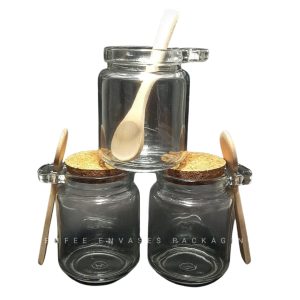 Pote para sales 225ml c/cuchara de madera y tapa corcho