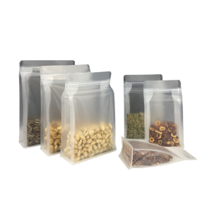 Bolsa Transparente Mate con Base Plana y Fuelle