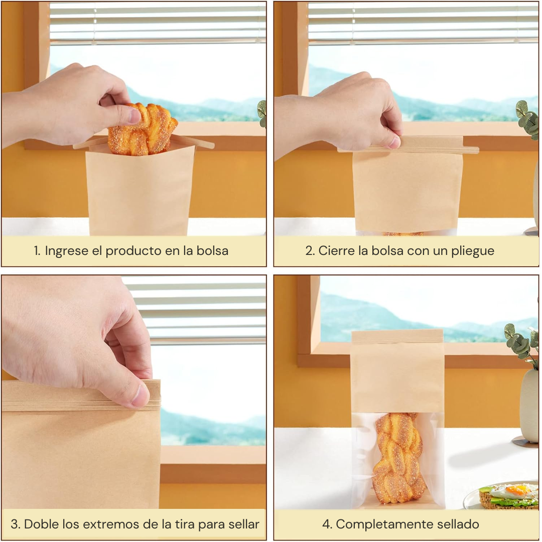 Bolsa Para Pan Con Visor Y Cierre Plegable Kraft | 26x16x13 - 4