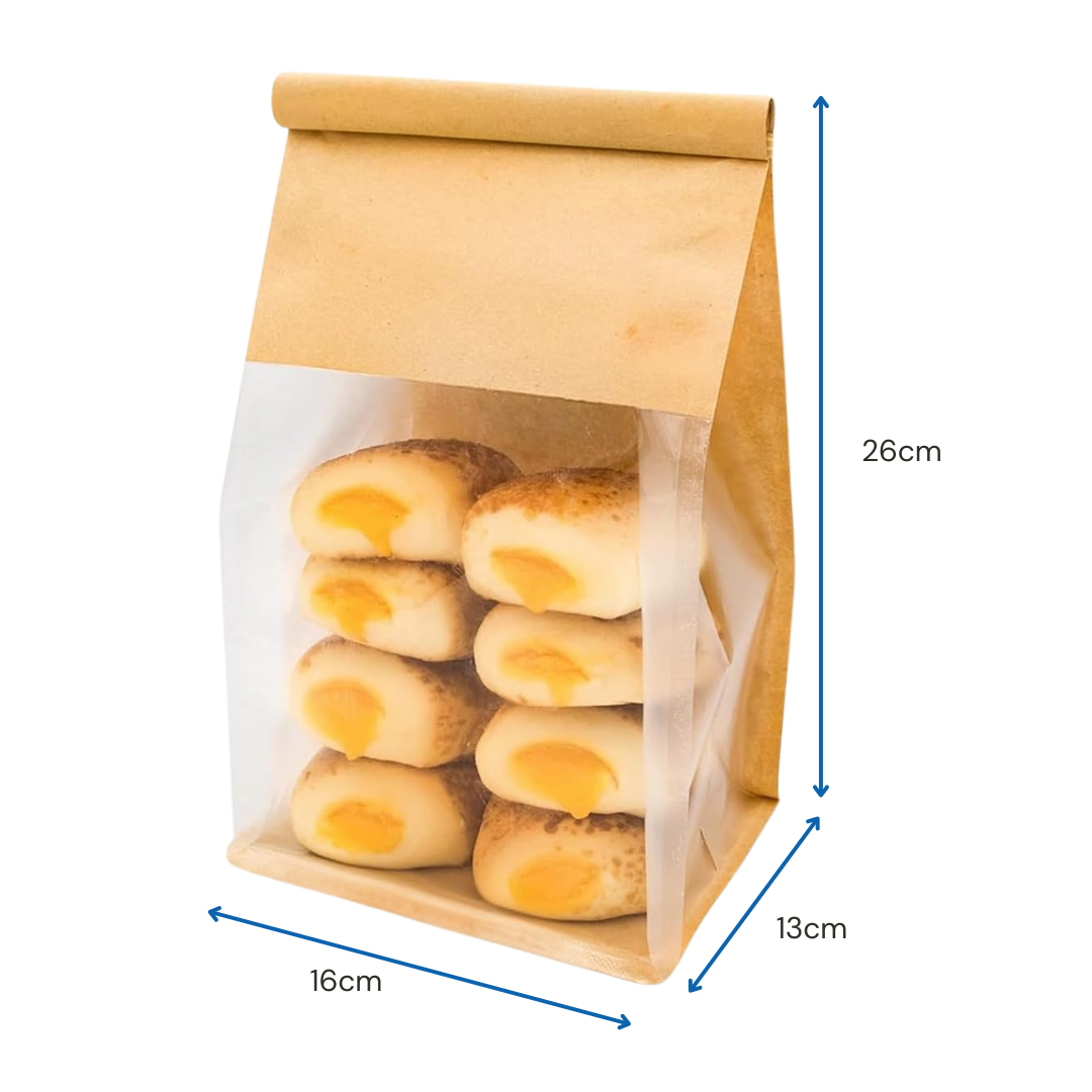 Bolsa Para Pan Con Visor Y Cierre Plegable Kraft | 26x16x13 - 1