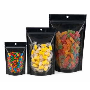 Bolsa Ziploc Una Cara Transparente Negro | Base Circular