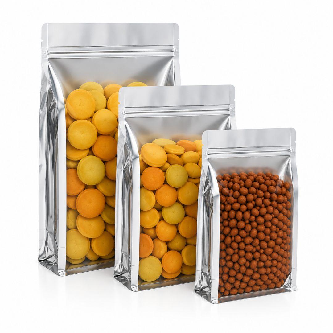 Bolsa Ziploc Base Plana Una Cara Transparente Plateado
